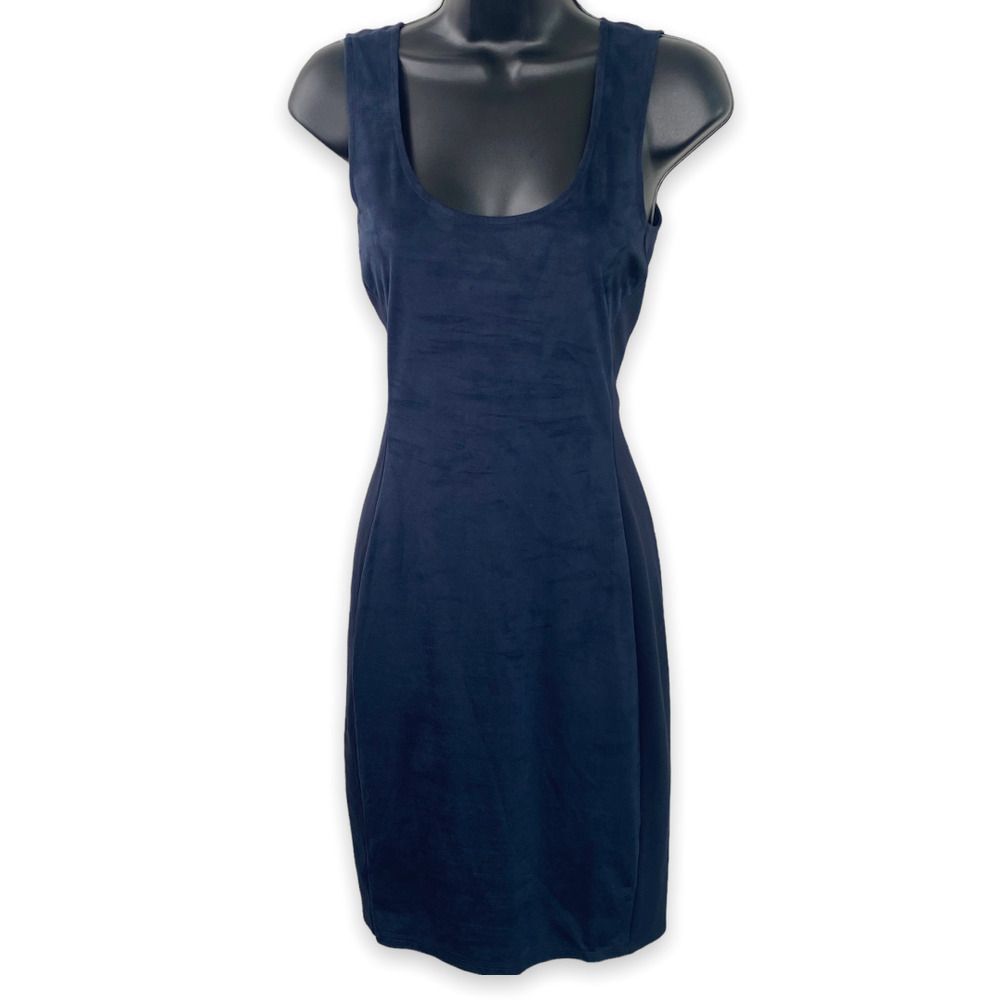 Armani Exchange Faux Suede Bodycon Midi Dress navy Size XS NEW With Tags